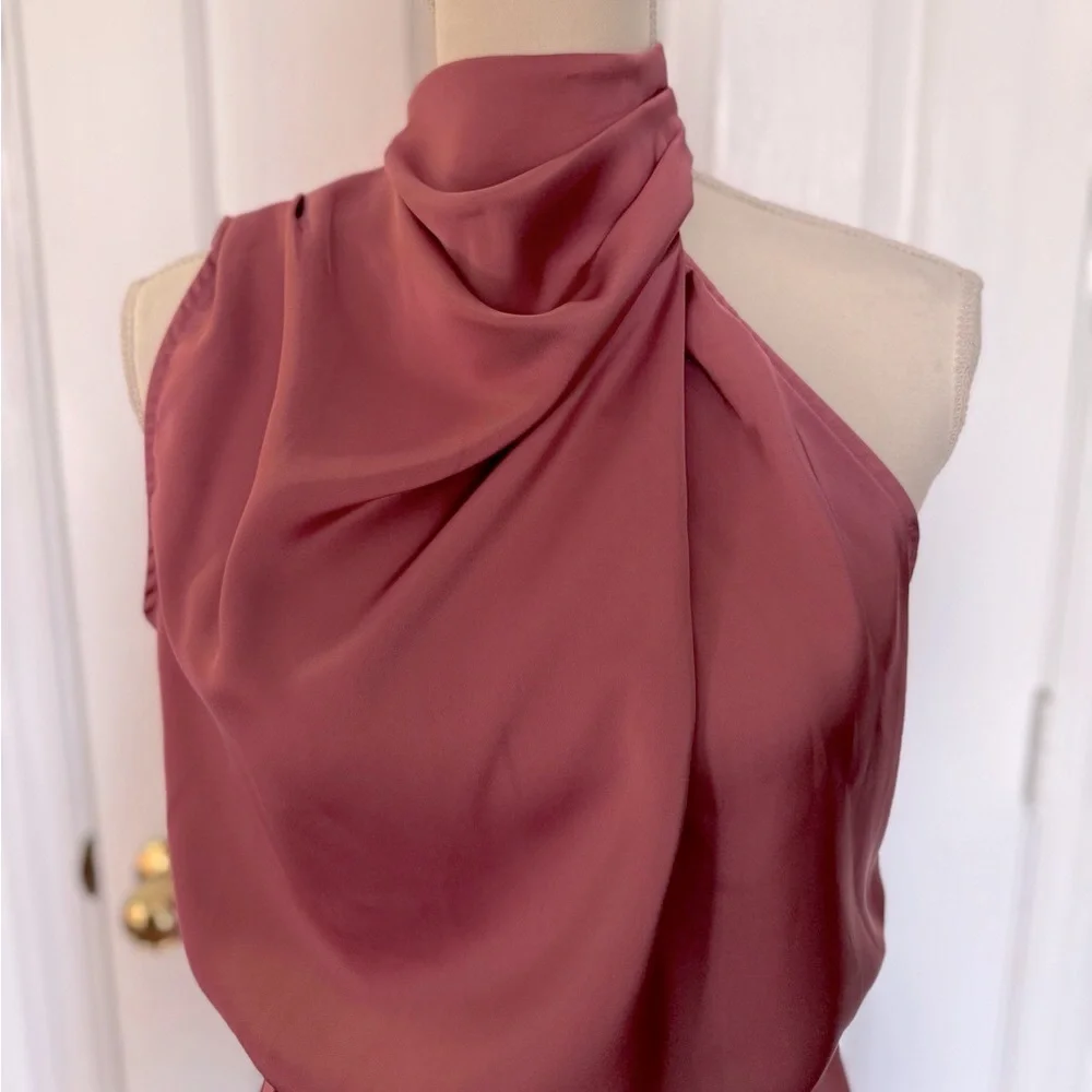 “HELLO MOLLY” Asymmetric Cowl Neck Halter Mini Dress
